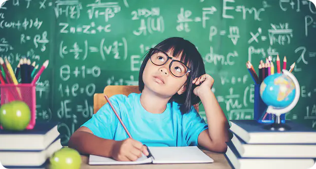 Child engaged in a Singapore Math class at SAM – illustrating the math enrichment program